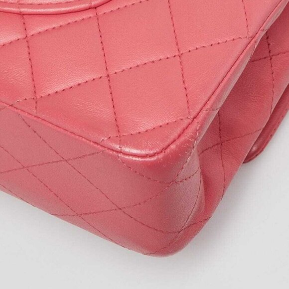 Chanel Pink Quilted Lambskin Leather Classic Medium Double Flap Bag - Picture 4 of 9